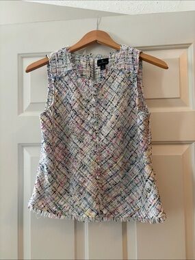 Worthington Multicolor Tweed Sleeveless - White Base with Pastel Accents